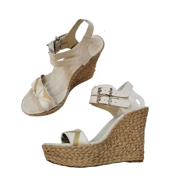 Elliott Lucca Guilia Leather Espadrille Wedge in Linen Multi Size 9 - Picture 9 of 15
